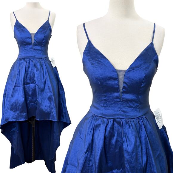 B Darlin Size 5/6 Dress Cocktail Hoco Prom Vintage Hi-Low Princess Taffeta Blue - Picture 16 of 16
